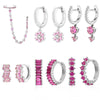 Wholesale Women's Luxury Geometric Zircon Earring Sets Copper Purely Handmade