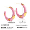 Wholesale Women's Luxury Highend Minimalist Geometric Cshaped Electroplated Stainless Steel Oil Drop Earrings