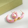 Wholesale Women's Luxury Highend Minimalist Geometric Cshaped Electroplated Stainless Steel Oil Drop Earrings