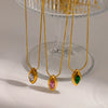 Wholesale Women's Luxury Ins Style Geometric Drop Shape Zircon Pendant 18K Gold Plated Titanium Steel And Stainless Steel Necklace With Round Snake Chain
