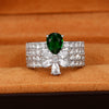 Wholesale Women's Luxury Light Luxury Copper Water Drop Zircon Ring Set With Pear Shaped Flowers