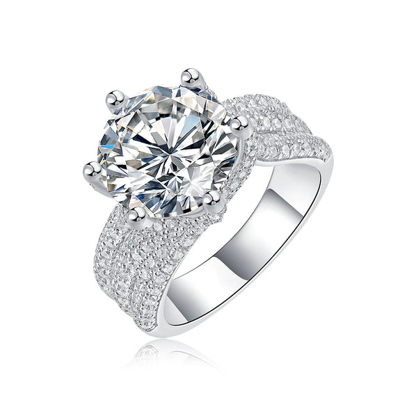 Wholesale Women's Luxury Moissanite Engagement Ring 925 Silver Electroplated Geometric Style