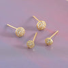 Wholesale Women's Luxury Round Copper Earrings With Diamond Geometric Spherical Design And Electroplating Treatment