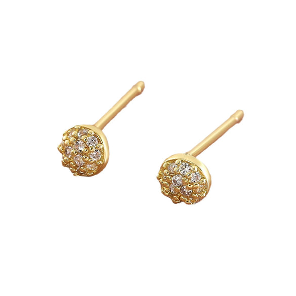 Wholesale Women's Luxury Round Copper Earrings With Diamond Geometric Spherical Design And Electroplating Treatment