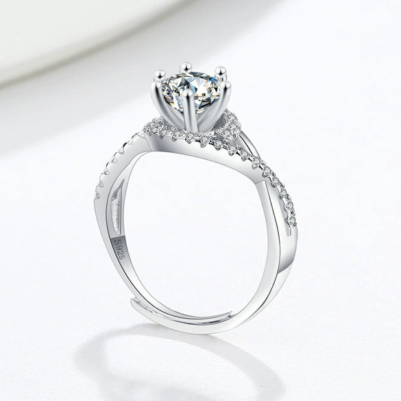 Wholesale Women's Luxury S925 Sterling Silver Microinlay Geometric Wedding Diamond Ring With Electroplating