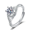 Wholesale Women's Luxury S925 Sterling Silver Microinlay Geometric Wedding Diamond Ring With Electroplating