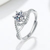 Wholesale Women's Luxury S925 Sterling Silver Microinlay Geometric Wedding Diamond Ring With Electroplating