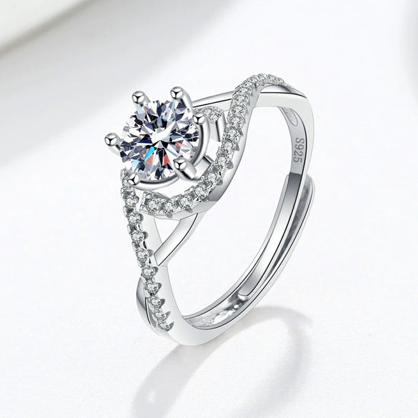 Wholesale Women's Luxury S925 Sterling Silver Microinlay Geometric Wedding Diamond Ring With Electroplating