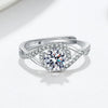 Wholesale Women's Luxury S925 Sterling Silver Microinlay Geometric Wedding Diamond Ring With Electroplating