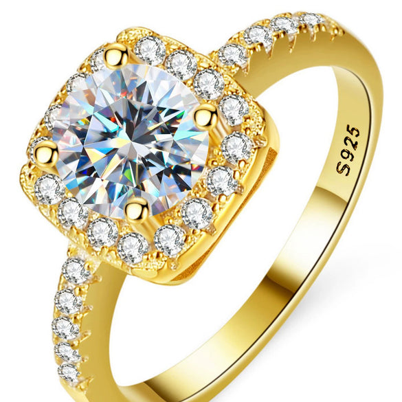 Wholesale Women's Luxury Square Rings Made Of S925 Silver With Geometric Pattern And Electroplating Treatment