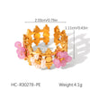 Wholesale Women's Luxury Vintage Stainless Steel Crown Beaded Flower Geometric Ring Electroplated Jewelry