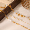 Wholesale Women's Luxury Vintage Stainless Steel Geometric Freshwater Pearl Beaded Bracelet With Electroplating