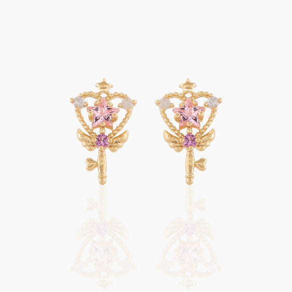 Wholesale Women's Magic Wand Earrings Brass With Star Pattern And Zircon Treatment