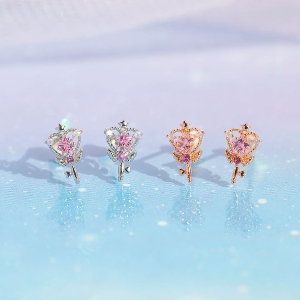 Wholesale Women's Magic Wand Earrings Brass With Star Pattern And Zircon Treatment