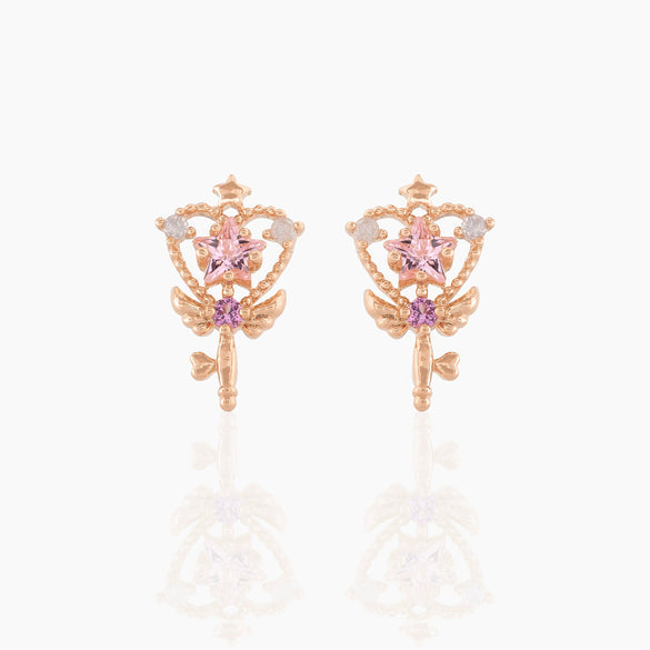 Wholesale Women's Magic Wand Earrings Brass With Star Pattern And Zircon Treatment