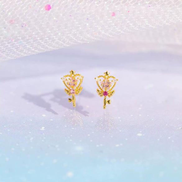 Wholesale Women's Magic Wand Earrings Brass With Star Pattern And Zircon Treatment