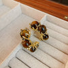 Wholesale Women's Maillard Style Alloy Geometric Tiger Eye Earrings With Electroplating