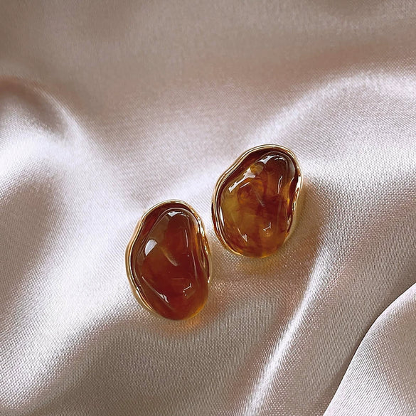 Wholesale Women's Maillard Style Alloy Geometric Tiger Eye Earrings With Electroplating