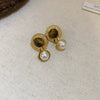 Wholesale Women's Maillard Style Alloy Geometric Tiger Eye Earrings With Electroplating
