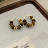 Wholesale Women's Maillard Style Alloy Geometric Tiger Eye Earrings With Electroplating