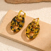 Wholesale Women's Maillard Style Animal Zodiac Geometric Resin Earrings With Vacuum Real Gold Plating In Pvd Furnace