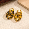 Wholesale Women's Maillard Style Animal Zodiac Geometric Resin Earrings With Vacuum Real Gold Plating In Pvd Furnace