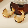 Wholesale Women's Maillard Style Geometric Copper Mesh Earrings Real Gold Electroplated