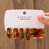Wholesale Women's Maillard Style Geometric Leopardprint Resin Cshaped Electroplated Ear Clips