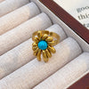 Wholesale Women's Maillard Style Geometric Stainless Steel Electroplated Tiger Eye Opening Adjustable Ring