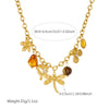 Wholesale Women's Maillard Style Gold Plated Stainless Steel Insect Heart Flower Pendant Oshaped Chain Necklace