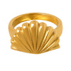 Wholesale Women's Marine Flavor Scallop Ring 316L Stainless Steel Gold Plated Geometric Design