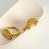 Wholesale Women's Marine Flavor Scallop Ring 316L Stainless Steel Gold Plated Geometric Design