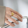 Wholesale Women's Marine Flavor Scallop Ring 316L Stainless Steel Gold Plated Geometric Design
