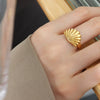 Wholesale Women's Marine Flavor Scallop Ring 316L Stainless Steel Gold Plated Geometric Design