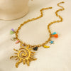 Wholesale Women's Marine Life Animal Style Stainless Steel Ball Chain Necklace With 18K Gold Electroplated Pendant