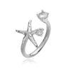 Wholesale Women's Marine Series Copper Ring With Animal And Geometric Pattern Starfish And Coral Design