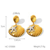Wholesale Women's Marine Style Stainless Steel Shell Starfish Earrings With Geometric Design And Electroplating