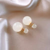 Wholesale Women's Matte Resin Geometric Round Doublesided Electroplated Earrings With Small Fresh Design