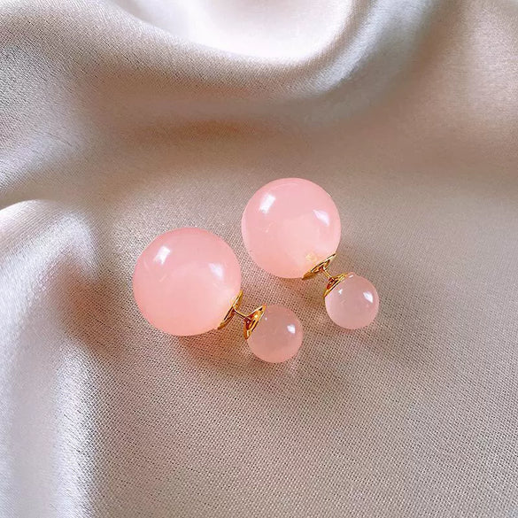 Wholesale Women's Matte Resin Geometric Round Doublesided Electroplated Earrings With Small Fresh Design