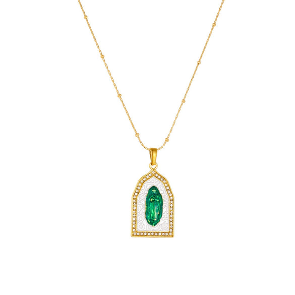 Wholesale Women's Medieval Geometric Goldplated Stainless Steel Pendant Necklace With Bamboo Chain