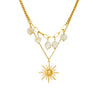 Wholesale Women's Medieval Minimalist Geometric Round Stainless Steel Goldplated Doublelayer Stacked Pendant Necklace