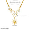 Wholesale Women's Medieval Minimalist Geometric Round Stainless Steel Goldplated Doublelayer Stacked Pendant Necklace