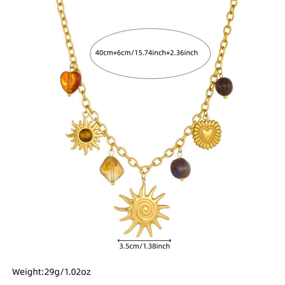 Wholesale Women's Medieval Minimalist Style Heart Shape Gold Plated Stainless Steel Pendant Necklace