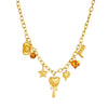Wholesale Women's Medieval Multielement Heartshaped Goldplated Stainless Steel Pendant Necklace With Oshaped Chain