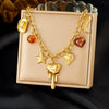 Wholesale Women's Medieval Multielement Heartshaped Goldplated Stainless Steel Pendant Necklace With Oshaped Chain