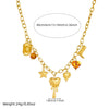 Wholesale Women's Medieval Multielement Heartshaped Goldplated Stainless Steel Pendant Necklace With Oshaped Chain