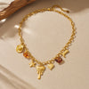 Wholesale Women's Medieval Multielement Heartshaped Goldplated Stainless Steel Pendant Necklace With Oshaped Chain