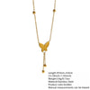 Wholesale Women's Medieval Style Animal Zodiac Butterfly Tassel Stainless Steel Titanium Steel 18K Gold Plated Vacuum Electroplated In Furnace Clavicle Necklace