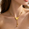 Wholesale Women's Medieval Style Animal Zodiac Butterfly Tassel Stainless Steel Titanium Steel 18K Gold Plated Vacuum Electroplated In Furnace Clavicle Necklace