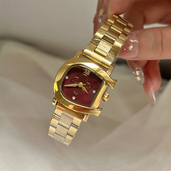 Wholesale Women's Medieval Style Dshaped Plum Blossom Steel Band Quartz Watch